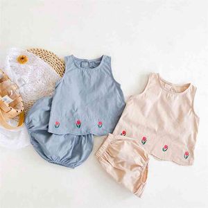 0-2Yrs Summer Baby Outfits Clothes Set born Printing Vest Top and Bread of Pants Infant Girls Clothing 210521
