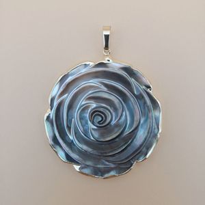 Wholesale mother pearl shells carved resale online - Natural Black Mother of Pearl Shell Carved Flower Pendant Handmade Jewelry for Women Girls Pieces