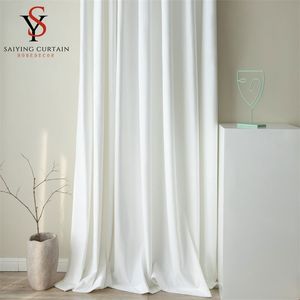 Modern White Velvet Blackout Curtain Window For Bedroom Luxury Soft Thick Curtain For Living Room Home Decoration Custom Made 211203