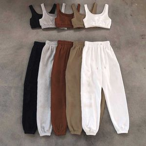 Simenual Solid Athleisure Casual Sporty Loungewear Sets For Women Tank Top And Pants Summer Two Piece Outfit Fashion 2021 Set Y0625