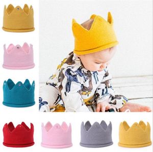 Baby stickad krona tiara barn spädbarn virkning pannband cap hatt födelsedagsfest fotografering rekvisita beanie motorhuv vinter hålla varm dd247