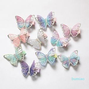 2021 New Baby By Butterfly Design Clips Pelo 20pcs / Lot Niños Lindos Niños Accesorios para el cabello Wholesale Gauze Glitter Butterfly Princess Horquillas