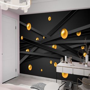 Luxus 3D lebende Tapete Wandpapiere Black Line Golden Klassische Muster Innenaufnahme Wohnkultur Malerei Modern Wandbild Tapete