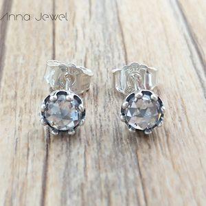 Autentyczny 925 Sterling Srebrny Pandora Diamond Clear Blawling Crown Studs Kolczyki Luksus dla kobiet mężczyzn dziewczyna walentynkowa dniem urodzinowe 298311cz