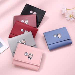 2021 nova moda vaca pu bolsa de couro desenhos animados anime multi-card slot mulheres curtas moedas bolsas mulheres carteira para outdoor feminino garota presente