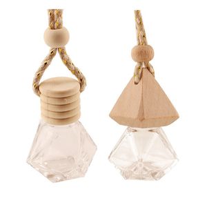 25pcs 8ML Wood Cork Lid Rhomb Glass Parfum Packaging Container Empty Essential Oil Aroma Perfume Refillable Bottle with String