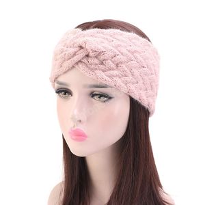 Mulheres Sólida Cor largo Lado Cruz Nó Headband Feminino Inverno Estiramento Mantenha Cabelos Quentes De Malha Hairbands Acessórios De Cabelo Esporte