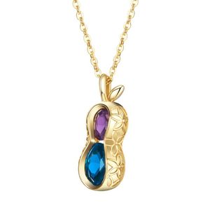 Pendant Necklaces Luxury Gold Plated Peanut For Women Lucky Purple Blue CZ Stone Chain Necklace Fashion Jewelry Party Gift