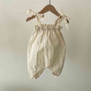 MILANCEL夏のベビー服ソリッドコットンオーバーオール韓国の緩い幼児ロンパースシンプルなカジュアルな幼児の衣装210816