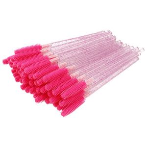 Makeup brushes Disposable eyelash brush 50 pcs a bag Planting grafting silicone head Eyebrow curl Portable lash super quality crystal rod