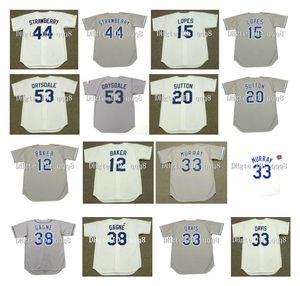Wholesale vintage strawberry resale online - Vintage DARRYL STRAWBERRY DAVEY LOPES DON DRYSDALE DON SUTTON DUSTY BAKER ERIC GAGNE ERIC DAVIS White Grey Retro Baseball Jerseys
