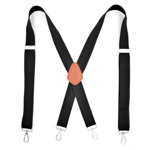 Brun läder suspenders med svängbara krokar x tillbaka 4 metallklipp justerbara elastiska byxa jeans hängslen för män mode gynnar gåvor