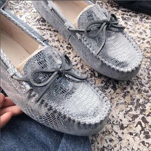 High Quality Women Ladys Casual Shoe 20 Lizard Skin Pattern Leather Flats Loafer Shoes Grey 7 Colour