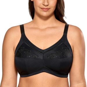 Women's Cotton Embroidered Full Coverage Support Wirefree Non-padded Mastectomy Pocket Bra Plus Size 210623