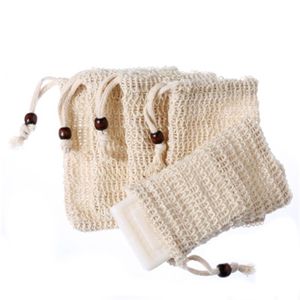 Natural Sisal Soap Bag Exfoliating Soap Saver Pouch Holder Y0712