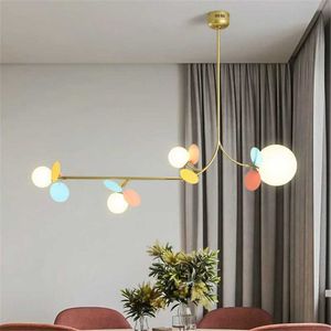 Moderne Blume Zweig Kronleuchter Milchglas Macaron Blätter Licht Für Kinderzimmer Wohnzimmer Indoor Led Dekoration Beleuchtung Anhänger Lampe