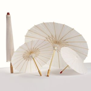 40 60cm Diameter China Japan Paper Umbrella Traditional Parasol Bamboo Frame Wooden Handle Wedding Parasols DH2040