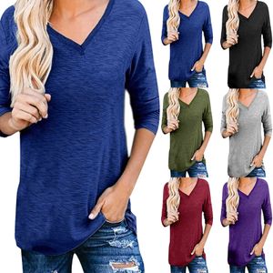 Plus Size Fashion Solid Camicetta Camicia Allentato O-Collo Top Tee Casual Autunno Inverno Donna Donna Donna Manica lunga Blusas Pullover X0521