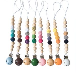 Baby Teether Pacifier Crochet Wool Bead Clip Chain INS Nordic Holder Braided Nipple Infant Feeding Soother ZYY819