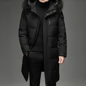 Мужчины утолщенные пуховики -30 зимнее теплое пальто 2022 новых мужчин мода длинная белая утка с капюшоном parkas плюс размер 5xl