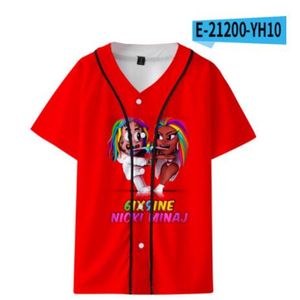 Moda verão homens jersey vermelho branco amarelo multi 3d imprimir manga curta hip hop solto tshirt beisebol camiseta Cosplay traje 042