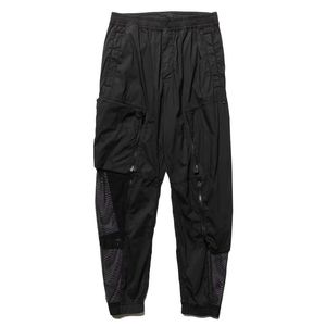 Pantaloni casual da coppia di ventilazione in maglia estiva sciolti, marchio di marea da jogging sportivo da uomo di moda nera pura