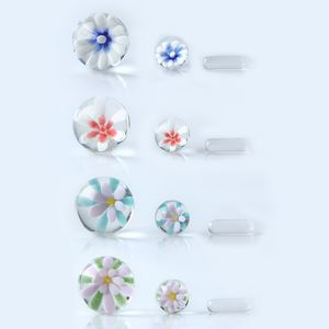 Gratis DHL Glas Inbyggd Flower Marble Terp Slurper Set Smoke Bead for Quartz Banger Nails Dab Rigs