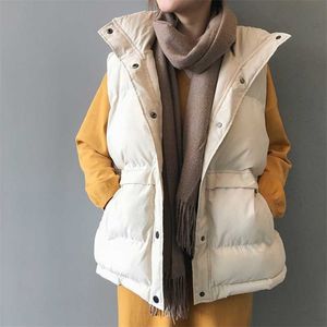 秋冬販売のノースリーブジャケット女性韓国のファッションカジュアルな女性暖かいレディースベストアウターウェアブラックウィストコートBA 211101