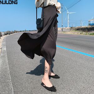 Sommer Eleganter Mesh-Rock Urlaub Boho Weiblicher Strand Frauen Solide Schnürung Lange Maxi S 210514