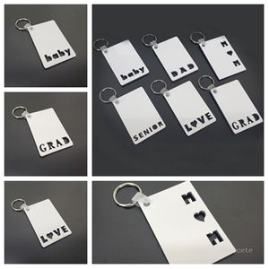 Sublimation Blank Keychain Party Favor MOM DAD LOVE SENIOR GRAD BABY MDF Wooden Key Chain Pendant Thermal Transfer Key Ring T2I52060