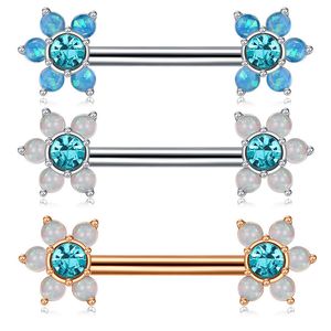 Nippelringar elegant cz sten barbell piercing 316l rostfritt stål 14g tunga bar boll kropp smycken skiner och söt