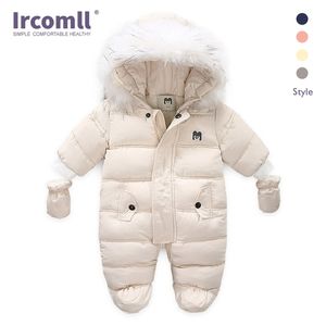 Ircomll толстый теплый младенческий младенческий комбинезон с капюшоном внутри флисовый мальчик девушка зима осень комбинезон детей верхняя одежда детей Snowsuit 211229