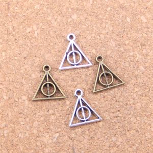 300pcs Antique Silver Bronze Plated deathly hallows Charms Pendant DIY Necklace Bracelet Bangle Findings 13*12mm