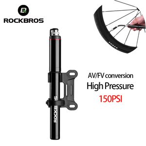 ROCKBROS Bicycle Pump Aluminum Alloy 150 PSI High Pressure Mini Air Pumps For Bike Cycling Tire Inflator