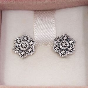 Andy Jewel Authentic 925 Sterling Silver Studs Silver Flower Earring Fits European Pandora Style Jewelry