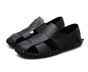 Sommersandalen aus weichem Leder für Herren, lässige Wohnungen, Slip-On, bequeme Herren-Sandale, Strandarbeit, Flip-Flops, Hausschuhe