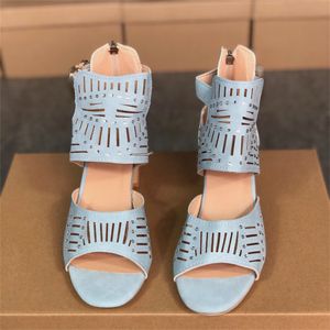 2021 Designer Damen Sandale Sommer High Heel Sandalen Schwarz Blau Party Slides mit Kristallen Strand Outdoor Freizeitschuhe große Größe W58