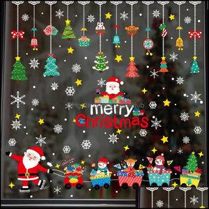 Decorazioni Forniture per feste Casa GiardinoNatale Cartone animato Finestra Vetro Decorazione Negozio di piastrelle Atmosfera festosa Neve Adesivi regalo di Natale