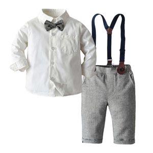 Garoto Roupa Roupas Roupas Cavalheiro Camisa Branca + Calças + Big Shorts 3 PCS Ternos Crianças Infantias Vestido de Aniversário New Born 0- 24 m G1023