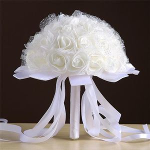 Wholesale throwing bouquet for sale - Group buy Wedding Flowers Bride Holding Flower Foam Simulation Rose Bouquet White Red Hand Throwing