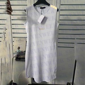 Gold Button Designers Women Dresses Vest T Shirts Letter Print Ladies Sexy Slim Tight Dress