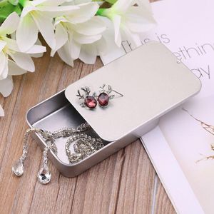 Wholesale tin items for sale - Group buy Storage Boxes Bins Silver Metal Tin Rectangle Jewelry Box Case Candy Coin Key Organizer Sliding Small Items Container