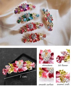 Färgglada Vintage Flower Design Metal French Barrettes Hair Clasps Clips Tillbehör Kvinnor