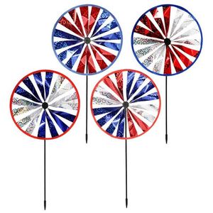Игрушка Американский Флаг оптовых-Американский флаг ветряная мельница красочный ветер спиннер Pinwheel украшения садовые дети игрушка Q0811