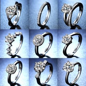 結婚指輪1カラットファッションの高級Moissaniteダイヤモンドエンゲージメントリング925シルバーメッキトレンドファーマージュエリー