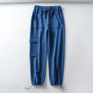 Vår höst bomull sweatpant casual sportbyxor stora fickbyxor för harajuku streetwear 210531