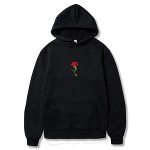 Felpe con cappuccio da uomo Felpe con stampa rosa rossa Felpa Harajuku Uomo Donna Moda Streetwear Pullover casual unisex Autunno Inverno manica lunga