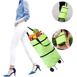 Storage Bags Foldable Shopping Trolley Cart Capacity 30L Portable Luggage Travel Bag Reusable Eco Large Waterproof Oxford Cloth Women