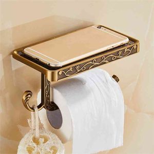 Antique rzeźbione uchwyt na telefon komórkowy Łazienka Rack Rower WC Uchwyt Papieru Tissue Boxes 210720