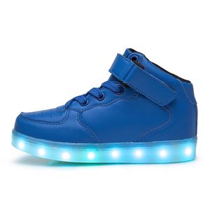 USBの充電LED発光シューズの男子ガールズシューズファッションライトアップカジュアルな子供調整可能な輝く色の子供スニーカー210329